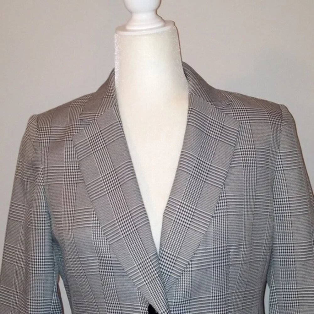 JONES NEW YORK Gray Plaid Blazer Fully Lined Size 4 - Picture 3 of 8